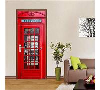 3D Door Sticker Telephone Booth Self-Adhesive Mural Home Decoration Wall Stickers Bedroom Living Room Removable Poster Art Stickers-95x215cm