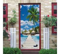 3D Door Sticker Vinyl Mural Beach Wooden Bridge Landscape 90 X 200 Cm Waterproof Self Adhesive Kids Room Bedrooms Toilet Vinyl Home Decoration Decal Deco Art Decor - Boys and Girls Room Do-5159043320