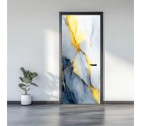3D Door Stickers 77 x 200 cm, Abstract Marble Textures Removable DIY Renovation Wallpaper, Art Door Stickers for Bedroom Living Room Bathroom House Decoration, Gray