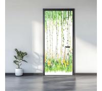3D Door Stickers 77 x 200 cm, Plants Trees Flowers Minimal Removable DIY Renovation Wallpaper, Art Door Stickers for Bedroom Living Room Bathroom House Decoration, Green