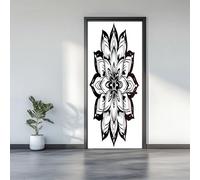 3D Door Stickers 77 x 200 cm, Simple Mandala Line Patterns Removable DIY Renovation Wallpaper, Art Door Stickers for Bedroom Living Room Bathroom House Decoration, White