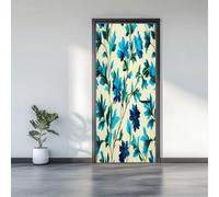 3D Door Stickers 77 x 200 cm, Vintage Plants Floral Patterns Removable DIY Renovation Wallpaper, Art Door Stickers for Bedroom Living Room Bathroom House Decoration, Cream