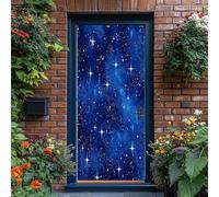 3D Door Stickers 95 x 215 cm, Galaxy Stars Sky Removable DIY Renovation Wallpaper, Art Door Stickers for Bedroom Living Room Bathroom House Decoration, Blue