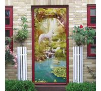 3D Door Stickers Animal Horse Self-Adhesive Posters Wallpaper Murals Art Wall Stickers Photos 77 X 200 Cm PVC Removable Door Decoration for Living Room Bedroom Bathroom Kitchen Office-1256335538