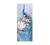 3D Door Stickers Animal Peacock W85 x H205 cm Decor Mural Art Sticker Wallpaper Wall Removable Self Adhesive Window Decal for Home Office