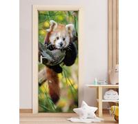 3D Door Stickers Animals Red Panda, Self-Adhesive Door Wall Mural Animals Red Panda Decals for Interior Doors, Bedroom Living Room Home Decoration Wallpaper Décor Art Door Sticker 77x200 cm m2352