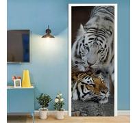 3D Door Stickers for Bedrooms Animal Tiger 100 X 215 Cm Art Door Decals Poster Wallpaper Children Boys Girls Home Living Room Bathroom House Decoration Vinyl Stickers Removable Mural Door -9533833817