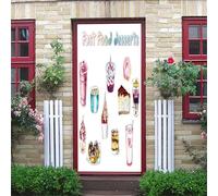 3D Door Stickers for Bedrooms Colorful Fast Food Desserts 95X215Cm Art Door Decals Poster Wallpaper Children Boys Girls Home Living Room Bathroom House Decoration Vinyl Stickers Removable Mural