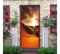 3D Door Stickers for Bedrooms Magnificent Desert Sunset 95X215Cm Art Door Decals Poster Wallpaper Children Boys Girls Home Living Room Bathroom House Decoration Vinyl Stickers Removable Mural