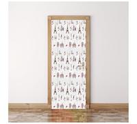 3D Door Stickers for Bedrooms White and Brown Cute Paris Elements 95X215Cm Art Door Decals Poster Wallpaper Children Boys Girls Home Living Room Bathroom House Decoration Vinyl Stickers Removable M