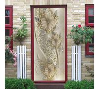 3D Door Stickers for Interior Doors Abstract Pearl Self Adhesive Wall Art Stickers for Bedroom House Living Bedroom Office Bathroom Home Improvement W33.46 x H78.7 Inch