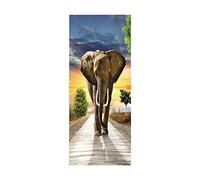3D Door Stickers for Interior Doors Animal Elephant W77 x H200 cm Door Vinyl Waterproof Self Adhesive Door Mural Decals for Bedroom Office Bathroom