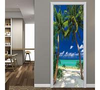 3D Door Stickers for Interior Doors Beach Trees Landscape 95 X 215 Cm Vinyl Waterproof Self Adhesive Door Mural Decals for Bedroom Office Bathroom - Children's Room Boys and Girls Room Doo-2035014724