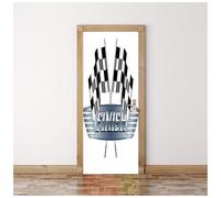 3D Door Stickers for Interior Doors Black and White Flag Finish Line 95X215Cm Home Art Door Murals, Waterproof Removable Decals Poster Wallpaper for Bedroom Living Room Bathroom House Decoration