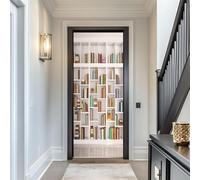 3D Door Stickers for Interior Doors Bookcase Door Decals White Door Mural Self Adhesive Door Wallpaper Wall Murals for Bedrooms Living Room Home Decor 90x200 cm a/1670
