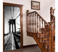 3D Door Stickers for Interior Doors Brooklyn, USA Door Decals Bridge Architecture Door Mural Self Adhesive Door Wallpaper Wall Murals for Bedrooms Living Room Home Decor 95x200 cm a/1338