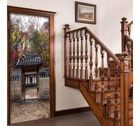 3D Door Stickers for Interior Doors Chinese Style Door Decals Architecture Garden Landscape Door Mural Self Adhesive Door Wallpaper Wall Murals for Bedrooms Living Room Home Decor 90x200 cm a/1364