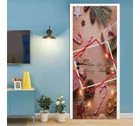 3D Door Stickers for Interior Doors Christmas Door Decals Holiday Theme Door Mural Self Adhesive Door Wallpaper Wall Murals for Bedrooms Living Room Home Decor 88x200 cm a/1525