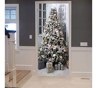 3D Door Stickers for Interior Doors Christmas Tree New Year Gift Vinyl Removable Self Adhesive Door Poster Wallpaper Mural Decals for Bedroom Office Bathroom 80X200 Cm - Door Wallpaper Art Photo