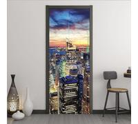 3D Door Stickers for Interior Doors City Night Landscape 80 X 200 Cm Vinyl Waterproof Self Adhesive Door Mural Decals for Bedroom Office Bathroom - Children's Room Boys and Girls Room Door-4342467726