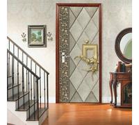 3D Door Stickers for Interior Doors Colorful Abstract Geometry 90 X 210 Cm 3D Self-Adhesive Mural Home Decoration Wall Sticker Art Sticker Bedroom Living Room Removable Poster Door Photo A-8081531976