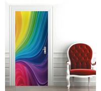 3D Door Stickers for Interior Doors Colorful Abstract Texture 95 X 215 Cm Vinyl Waterproof Self Adhesive Door Mural Decals for Bedroom Office Bathroom - Children's Room Boys and Girls Room-3285574254