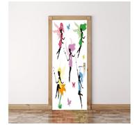 3D Door Stickers for Interior Doors Colorful Elf Butterfly 95X215Cm Home Art Door Murals, Waterproof Removable Decals Poster Wallpaper for Bedroom Living Room Bathroom House Decoration