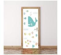 3D Door Stickers for Interior Doors Cute Little Whale Fish On White Background 95X215Cm Home Art Door Murals, Waterproof Removable Decals Poster Wallpaper for Bedroom Living Room Bathroom House Dec