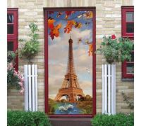 3D Door Stickers for Interior Doors Eiffel Tower Building Landscape 90 X 210 Cm Vinyl Waterproof Self Adhesive Door Mural Decals for Bedroom Office Bathroom - Children's Room Boys and Girl-724844029