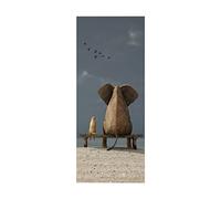 3D Door Stickers for Interior Doors Elephant Self Adhesive Wall Art Bedroom House Living Office Bathroom Home Improvement W77 x H200cm