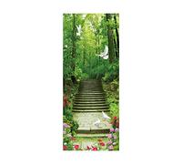 3D Door Stickers for Interior Doors Forest Staircase W33.46 x H78.7 Inch Self Adhesive Wall Art Stickers for Bedroom House Living Bedroom Office Bathroom Home Improvement