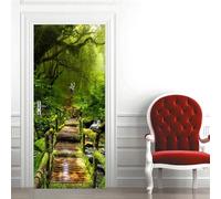 3D Door Stickers for Interior Doors Forest Wooden Bridge Animal Landscape 77 X 200 Cm Vinyl Waterproof Self Adhesive Door Mural Decals for Bedroom Office Bathroom - Children's Room Boys An-909581532