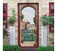 3D Door Stickers for Interior Doors House Building Landscape 88 X 200 Cm for Kids Background Vinyl Waterproof Self Adhesive Door Mural Decals for Bedroom Office Bathroom Door Poster -6176380086
