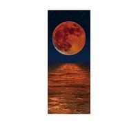 3D Door Stickers for Interior Doors Moon and Sea Self Adhesive Wall Art Bedroom House Living Office Bathroom Home Improvement W90 x H200cm