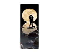 3D Door Stickers for Interior Doors Moon Couple W95 x H215 cm Self Adhesive Wall Art Stickers for Bedroom House Living Bedroom Office Bathroom Home Improvement