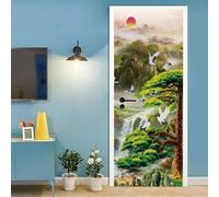 3D Door Stickers for Interior Doors Mountain Trees Landscape 77 X 200 Cm Vinyl Waterproof Self Adhesive Door Mural Decals for Bedroom Office Bathroom - Children's Room Boys and Girls Room -8792837131