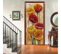 3D Door Stickers for Interior Doors Plants and Flowers 95 X 215 Cm Vinyl Waterproof Self Adhesive Door Mural Decals for Bedroom Office Bathroom - Children's Room Boys and Girls Room Door P-6074194537