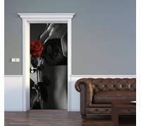 3D Door Stickers for Interior Doors Rose Door Decals Beautiful Woman Door Mural Self Adhesive Door Wallpaper Wall Murals for Bedrooms Living Room Home Decor 80x200 cm a/1497