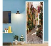 3D Door Stickers for Interior Doors Small Town Street View 95 X 215 Cm Self Adhesive Wall Art Stickers for Bedroom House Living Bedroom Office Bathroom Home Improvement Door Photo Art-3671560021