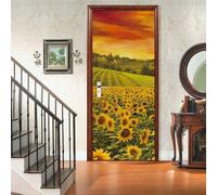 3D Door Stickers for Interior Doors Sunflower Plant Flower Landscape 80 X 200 Cm Removable Door Background Vinyl Waterproof Self Adhesive Door Mural Decals for Bedroom Office Bathroom Door-5440867460