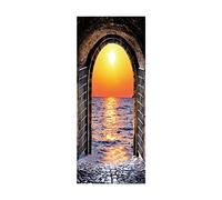3D Door Stickers for Interior Doors Sunset Sea W95 x H215 cm Self Adhesive Wall Art Stickers for Bedroom House Living Bedroom Office Bathroom Home Improvement