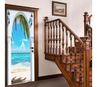 3D Door Stickers for Interior Doors Tropical Ocean Door Decals Beach Door Mural Self Adhesive Door Wallpaper Wall Murals for Bedrooms Living Room Home Decor 80x200 cm a/1677