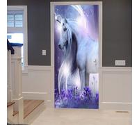 3D Door Stickers Murals Animal Horse 3D Wall Self Adhesive Sticker Decal Art Decor Removable Waterproof Mural Poster Scene Window Door Room Nursery 80 X 200 Cm Door Wallpaper Art Photo-71205199791005