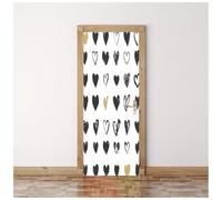 3D Door Stickers Murals Black, White and Gold Love Heart 90X200Cm Creative 3D Wall Self Adhesive Sticker Decal Removable Waterproof Mural Poster Bedroom Living Room Bathroom House Office Art Decora