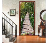 3D Door Stickers Murals Peel and Stick-Green Garden -Self-Adhesive Door Decals, Removable PVC Waterproof Door Wallpaper for Bedroom Door Decoration 31.6x78.8 inch