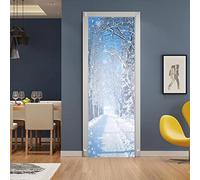 3D Door Stickers Murals White Winter Snow Scene 90X200Cm Creative 3D Self Adhesive Wallpaper Art Decals PVC Waterproof Removable Wall Stickers Posters Bedroom Office Door Stickers Decoration