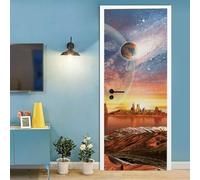 3D Door Stickers Outer Space Landscape Decals Door Sticker 95 X 215 Cm DIY Door Mural Wallpaper Dining Room Home Decor Wall Stickers Decal Sticker Photo Stickers Vinyl Mural Door Boy G-75323359754158
