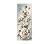 3D Door Stickers Rose Butterfly W90 x H200 cm Decor Mural Art Sticker Wallpaper Wall Removable Self Adhesive Window Decal for Home Office