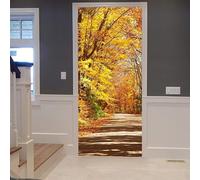 3D Door Stickers Trees Road Landscape 100 X 215 Cm Room Bathroom Door Removable Vinyl Stickers Decorative Posters Waterproof Mural Poster Scene - Children's Room Boys and Girls Room Do-80425815590611