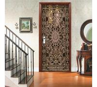 3D Door Stickers Wall Stickers Interior Doors Sticker Decal Art Indoor Retro Iron Gate Self Adhesive Door Mural Removable Waterproof Home Decoration Living Room Bedrooms 77 X 200 Cm Do-61568349183567
